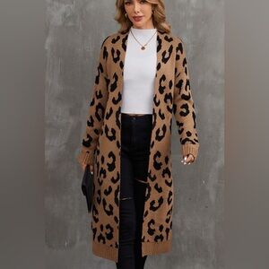 Leopard Open Front Duster Cardigan